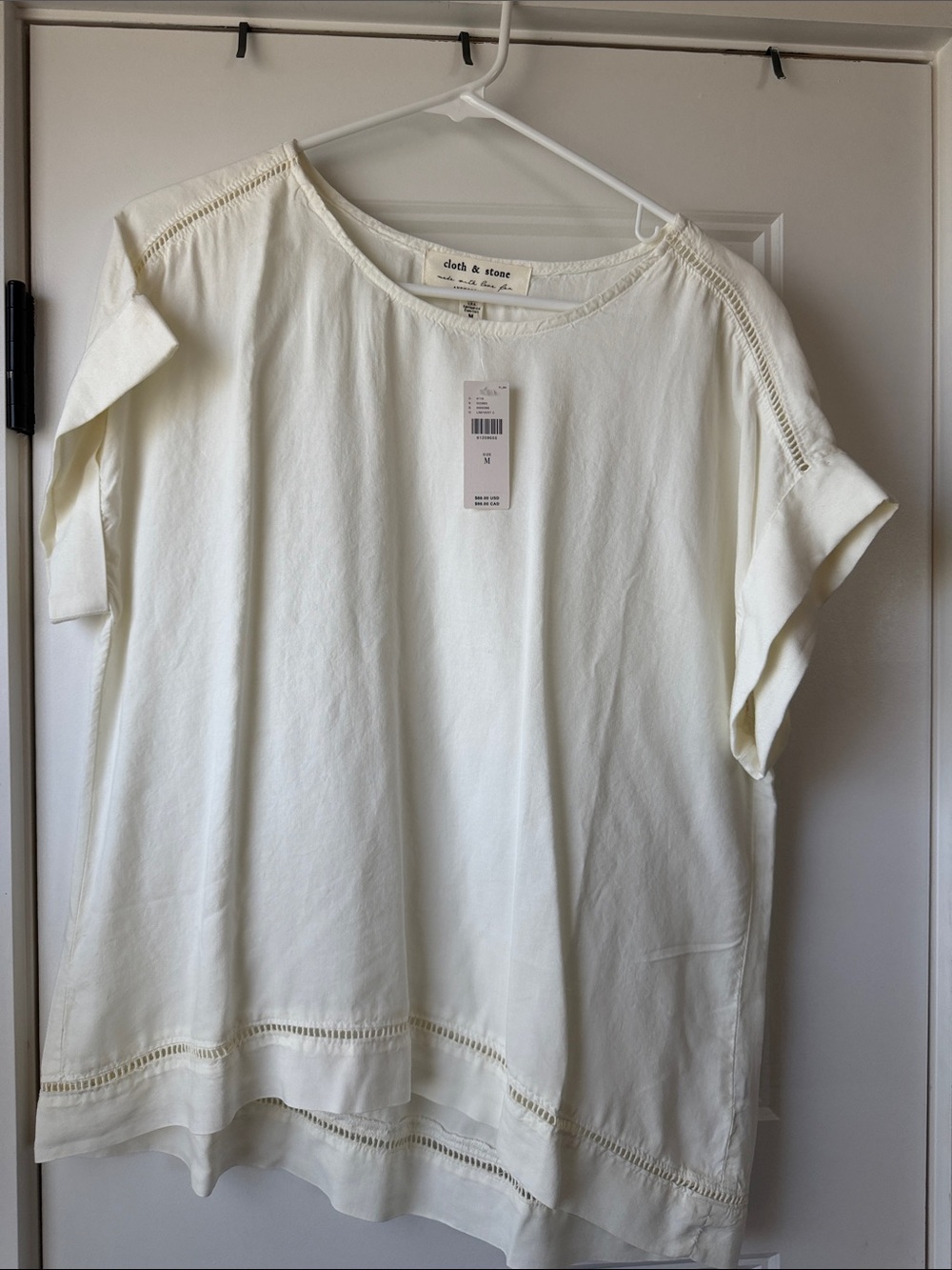 cloth & stone Ivory Short Sleeve Crochet-Trim Tunic